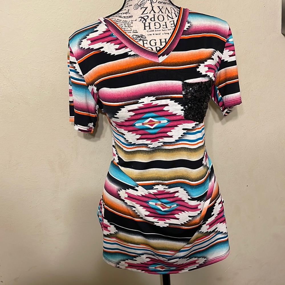 Giddy Up Glamour, Aztec Top, Small